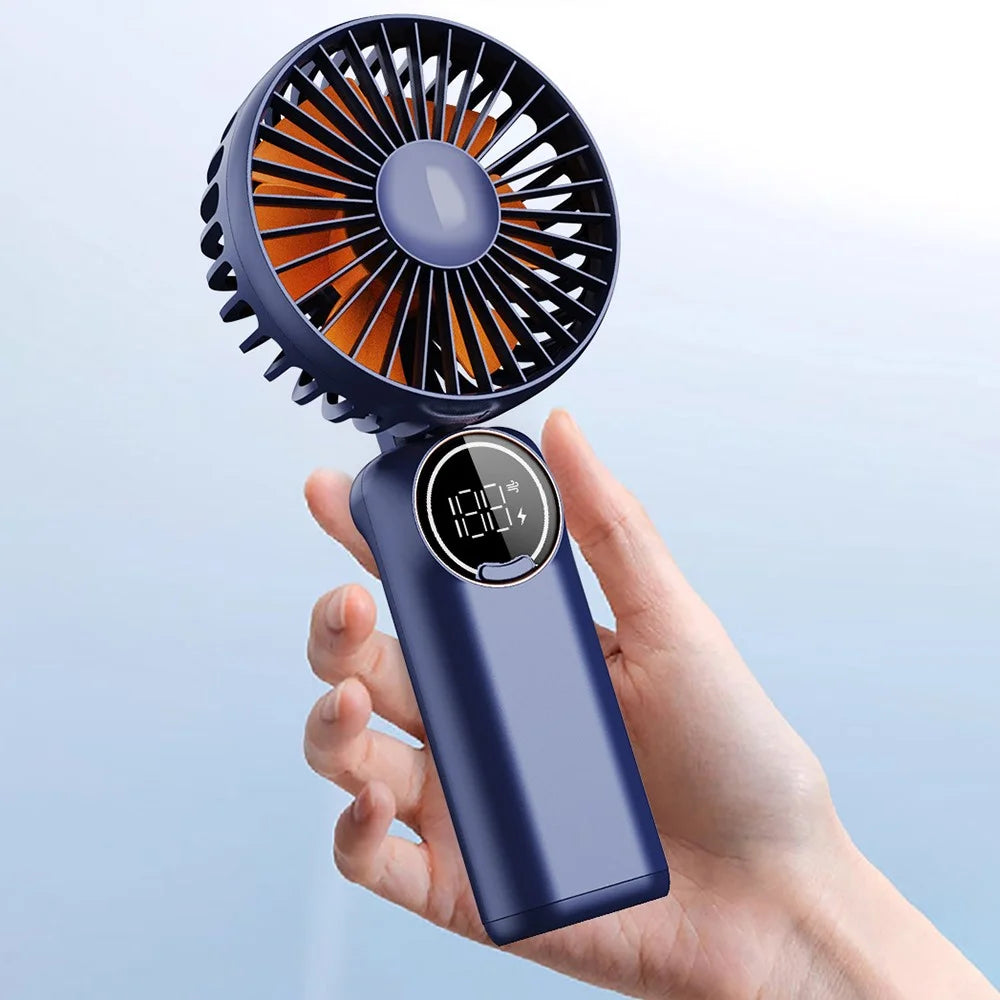 z3 6 Speeds Digital Display Cooling Fan Low Noise 180 Degree Rotatable Handheld Fan - Blue - 6