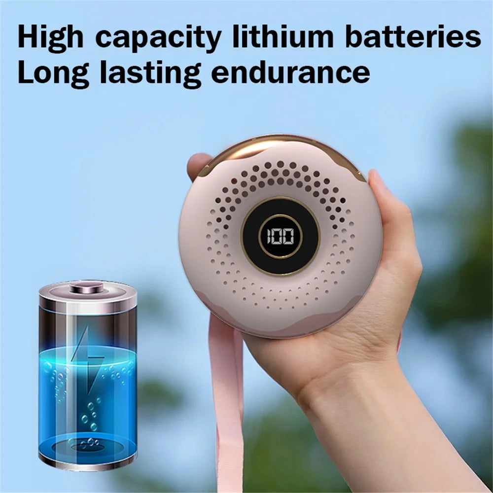 T11 Donut Shape Multifunction Mini Cooling Fan Portable Summer Fan Cooler with Neck Rope - Blue - 5