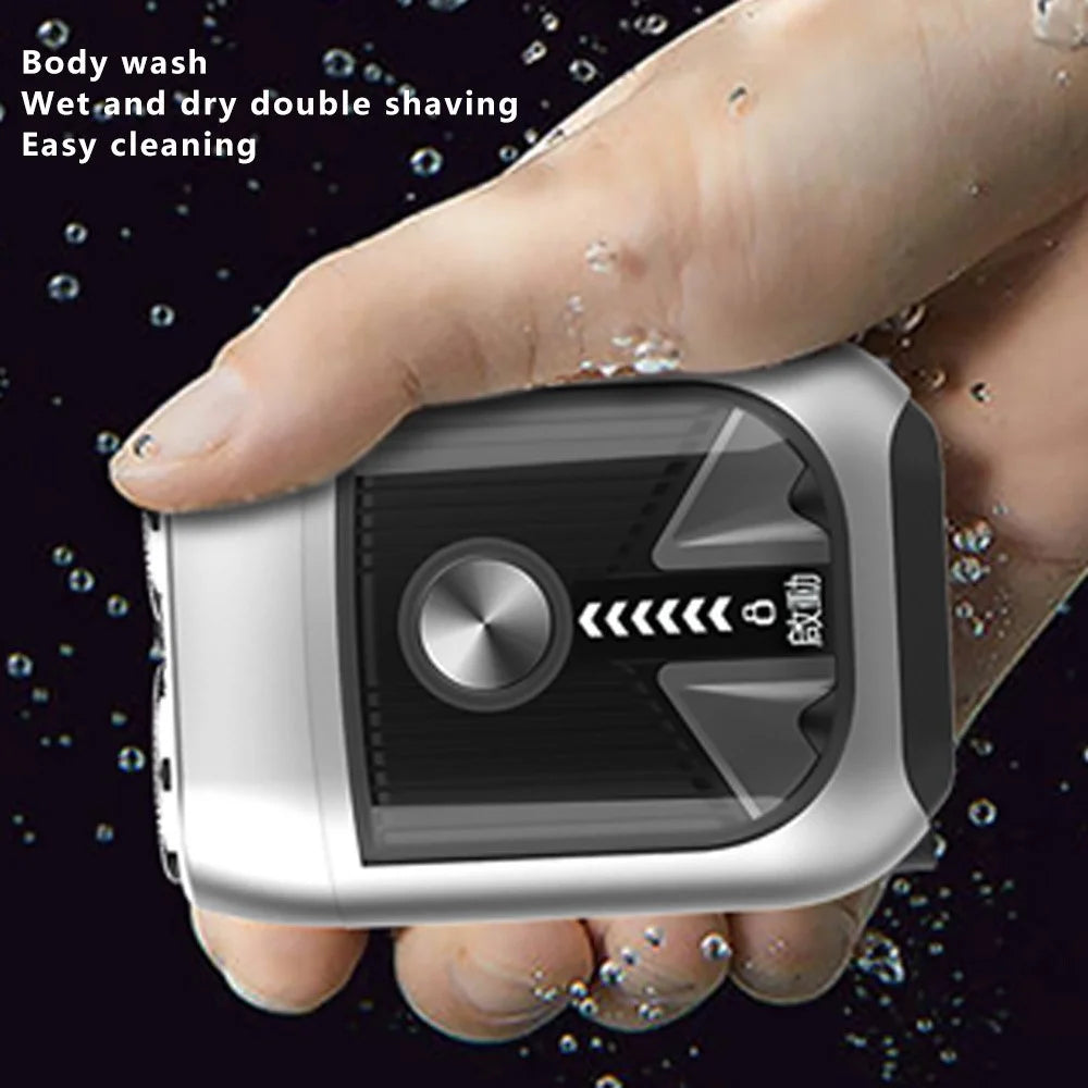T3 Portable Electric Razor Zinc Alloy Waterproof Rechargeable Cordless Beard Shaver - Silver - 2