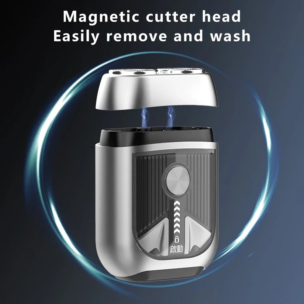 T3 Portable Electric Razor Zinc Alloy Waterproof Rechargeable Cordless Beard Shaver - Silver - 5