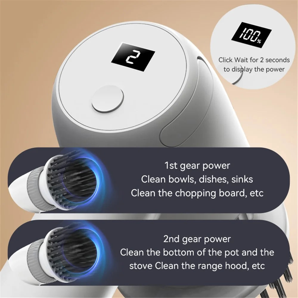 TJ03 Electric Oil Stain Scrubber Handheld Cordless Kitchen Home Cleaning Brush - Dark Blue - 5