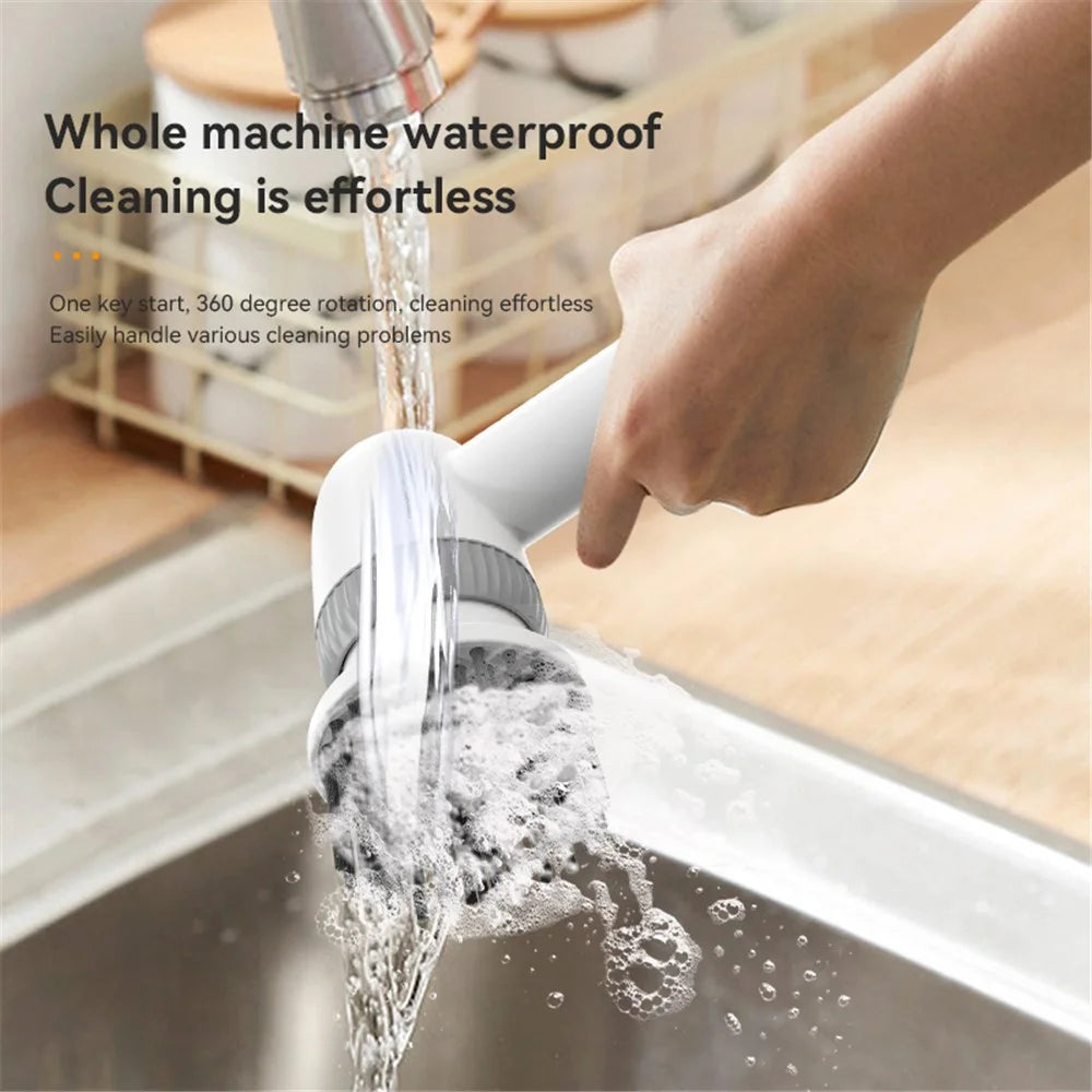 TJ03 Electric Oil Stain Scrubber Handheld Cordless Kitchen Home Cleaning Brush - Dark Blue - 7