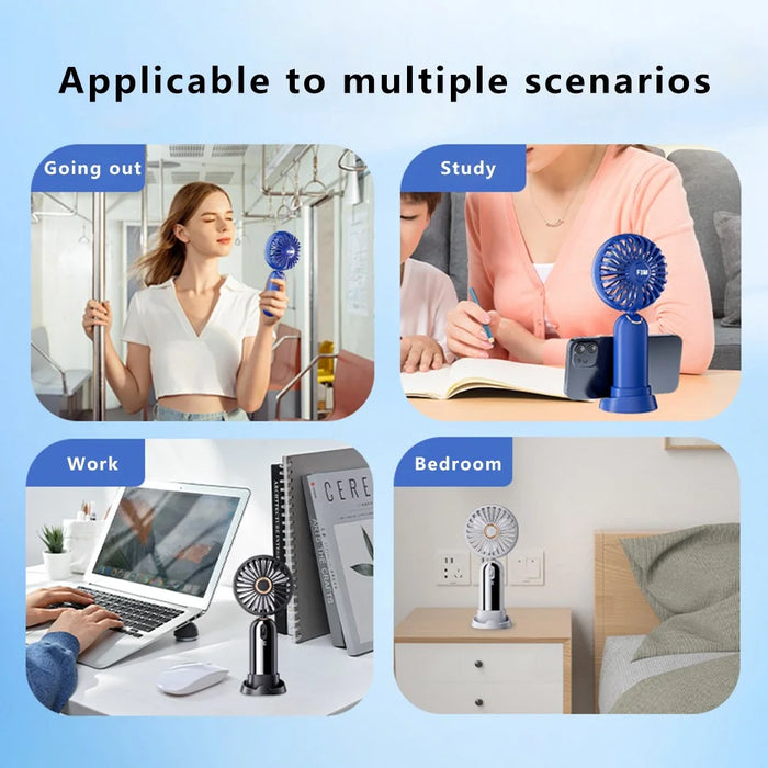 F188 Portable USB Rechargeable Cooling Fan 100 Wind Speeds Handheld Summer Fan - Blue - 2