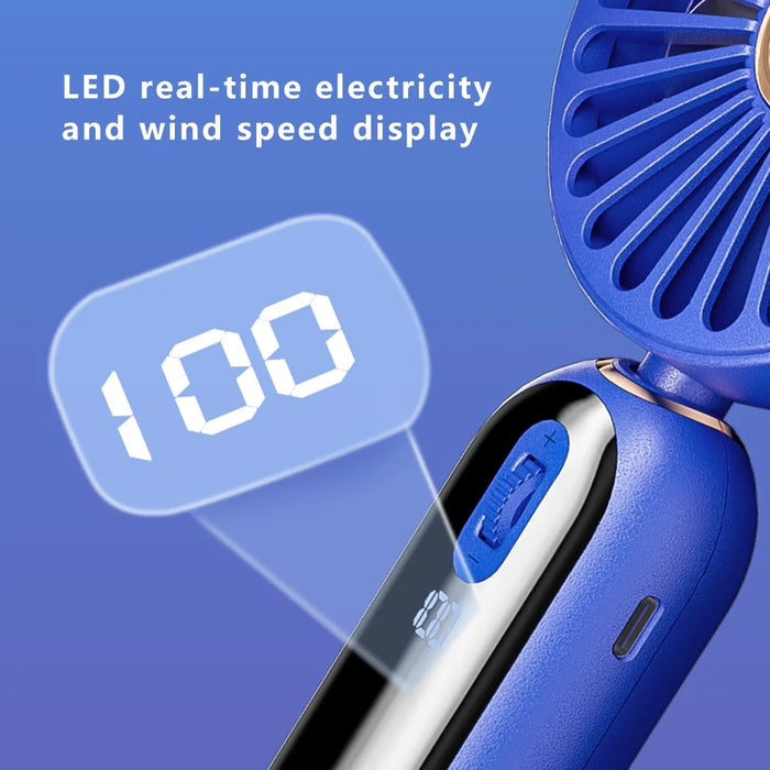 F188 Portable USB Rechargeable Cooling Fan 100 Wind Speeds Handheld Summer Fan - Blue - 4