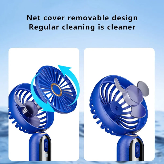F188 Portable USB Rechargeable Cooling Fan 100 Wind Speeds Handheld Summer Fan - Blue - 6