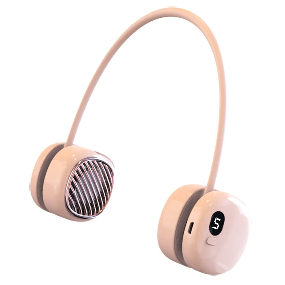 L21 Portable Rechargeable Hanging Neck Mini Cooling Fan 5 Wind Speeds Summer Fan Cooler - Pink - 1