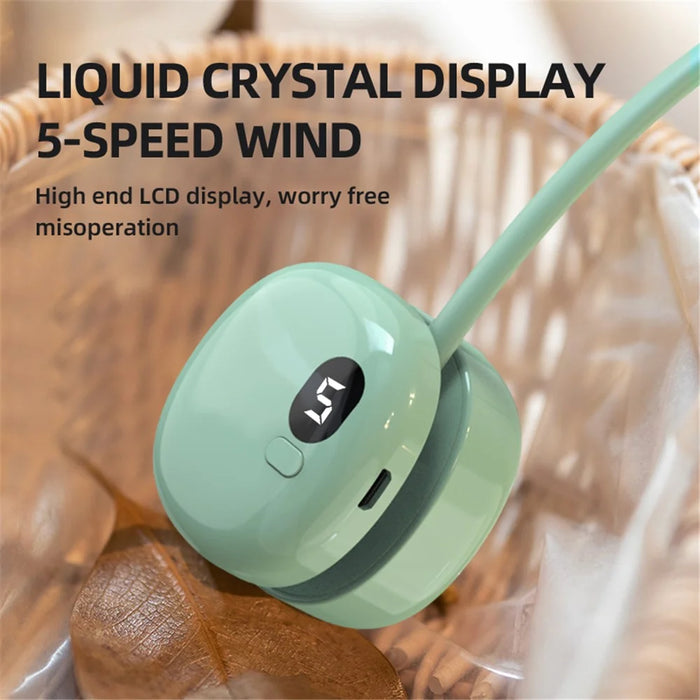 L21 Portable Rechargeable Hanging Neck Mini Cooling Fan 5 Wind Speeds Summer Fan Cooler - Pink - 7
