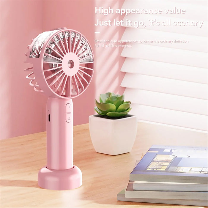 Mini18 Three Speeds Silent Summer Cooling Fan Nano Spray Mini Handheld Fan - Pink - 6