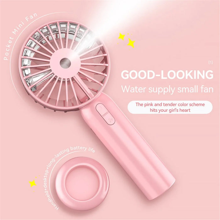 Mini18 Three Speeds Silent Summer Cooling Fan Nano Spray Mini Handheld Fan - Pink - 7