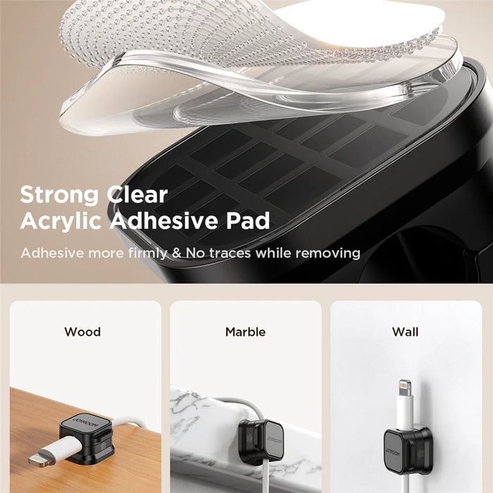 JOYROOM JR-ZS368 Magnetic Cable Organizer Holder (Pack of 3) - Black - 6