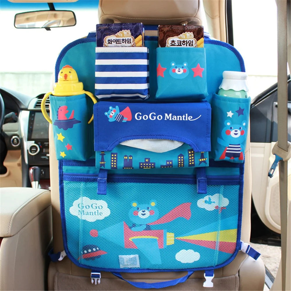 Bear - Cute Cartoon Pattern Car Back Seat Pocket Organizer Multi-pocket Hanging Bag Foldable Storage Collector - 1