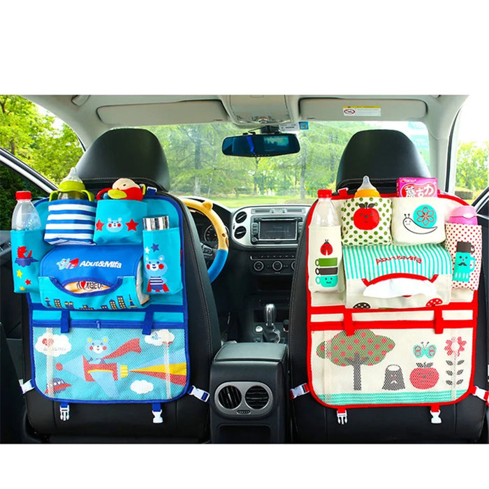 Bear - Cute Cartoon Pattern Car Back Seat Pocket Organizer Multi-pocket Hanging Bag Foldable Storage Collector - 3