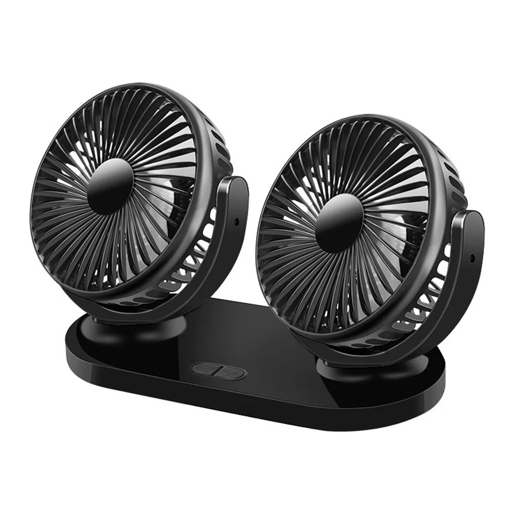 12/24V USB Car Cooling Fan Air Conditioner 360 Degree Rotating Levels Adjustable - All Black - 1