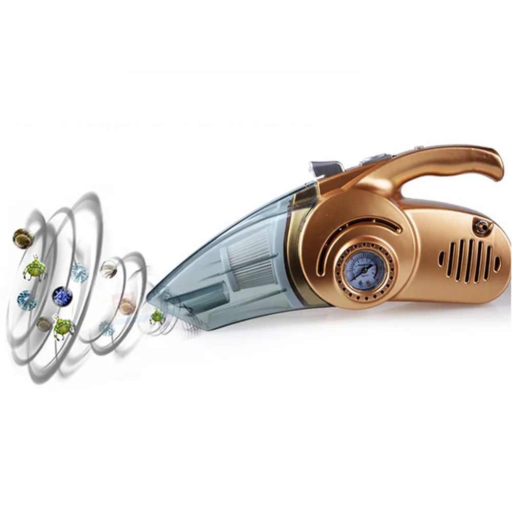 4 in 1 Multi-functional Car Vacuum Cleaner with Inflatable Tube, Tire Pressure Monitor, LED Lighting - 1
