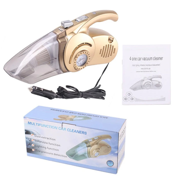 4 in 1 Multi-functional Car Vacuum Cleaner with Inflatable Tube, Tire Pressure Monitor, LED Lighting - 3
