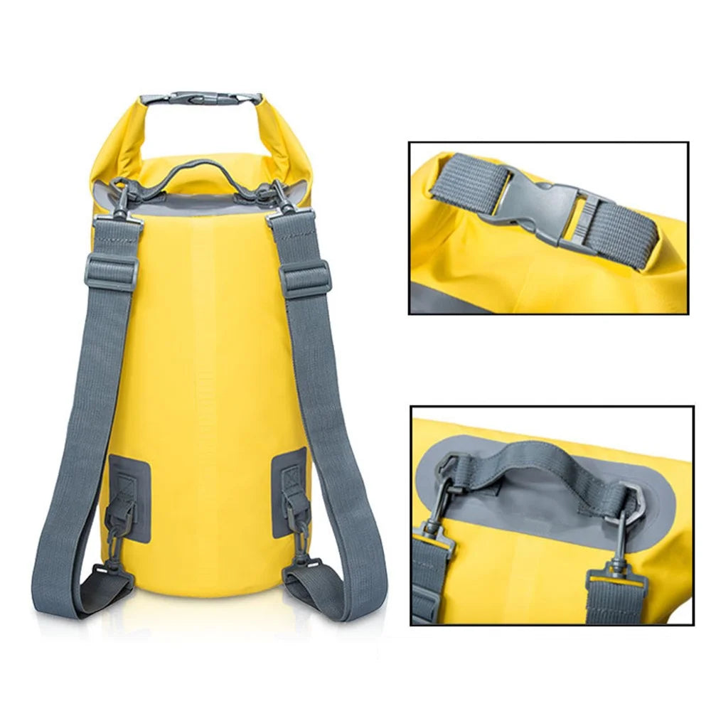 15L Waterproof Dry Bag Bucket Backpack for Kayaking Rafting Beach - Yellow - 1
