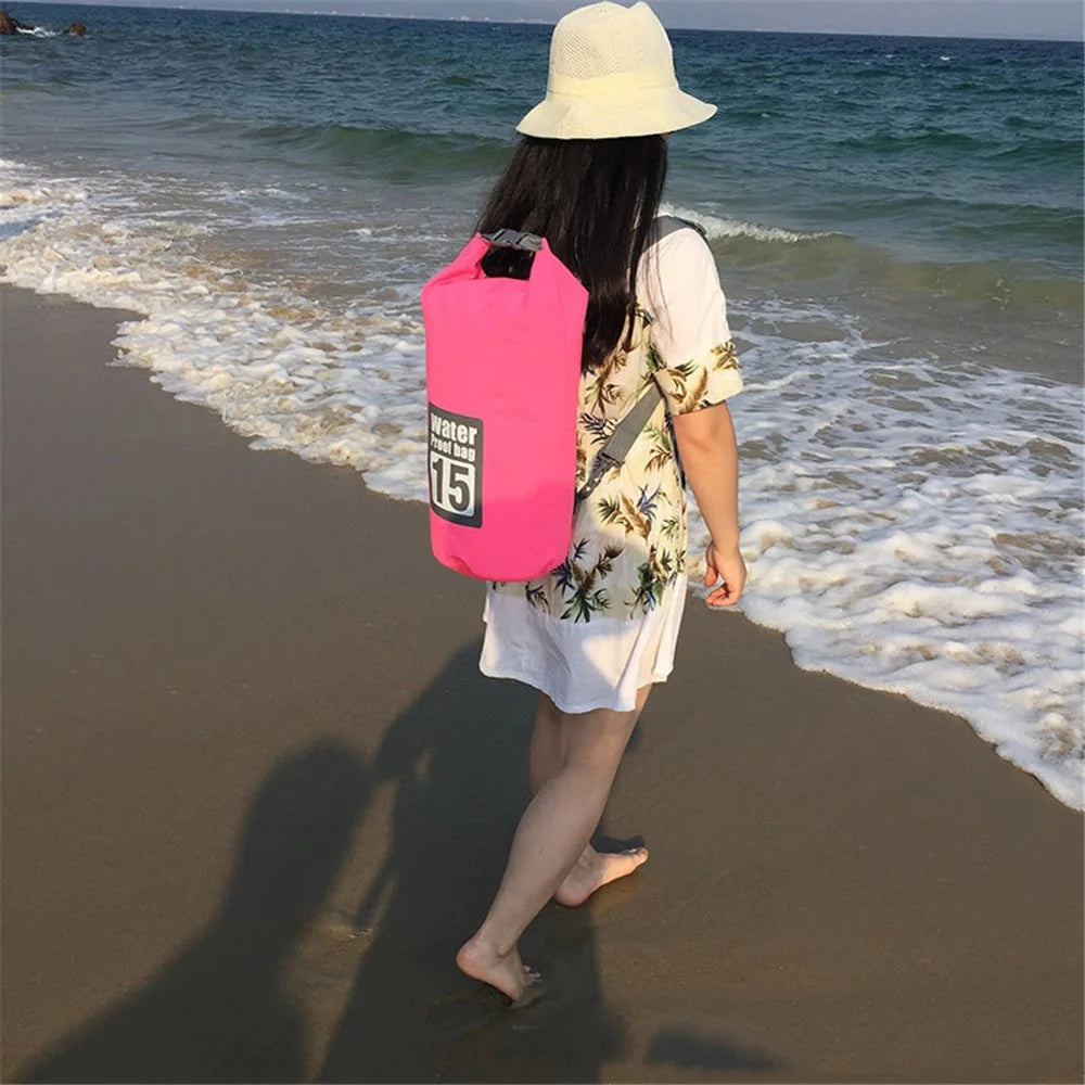 30L Outdoor Waterproof Dry Bag Bucket Kayaking Rafting Beach Backpack - Rose - 2