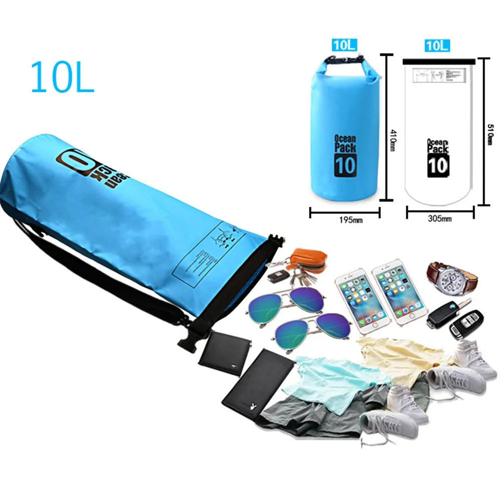 10L Outdoor Waterproof Bag Bucket Dry Sack for Floating Swimming - Baby Blue - 3