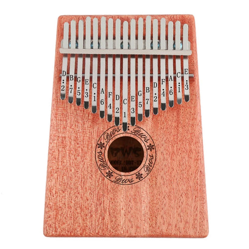 17 Key African Mahogany Wooden Kalimba Thumb Piano Finger Percussion Instrument with Accessories - Peach/Wood Color - 1