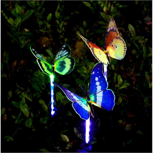 3PCS / Set Solar Power Butterfly Flower Light Garden Lily Landscape Yard White LED Lamp Decor - Butterfly - 1