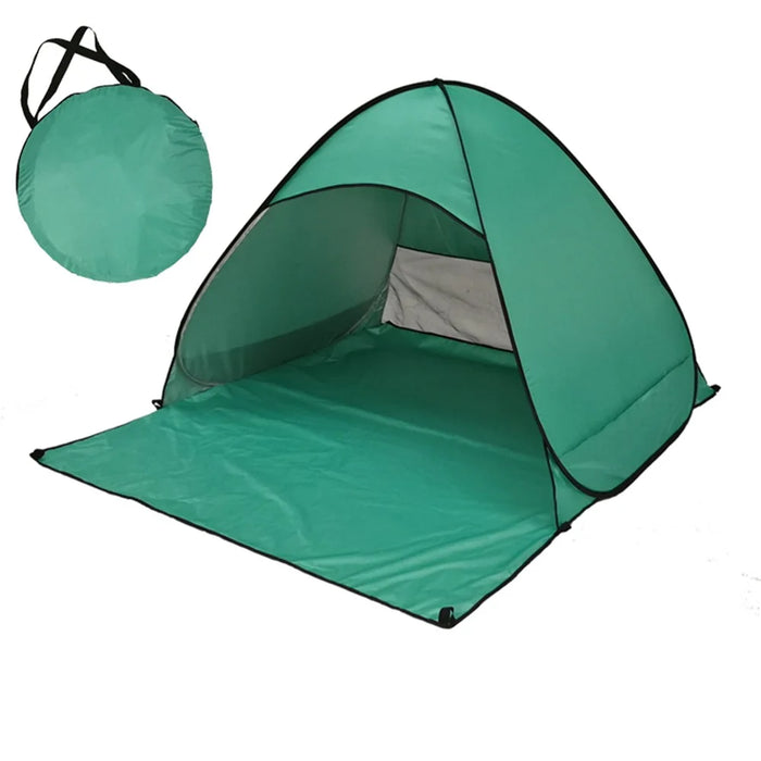 150x165x110CM Beach Tent Ultralight Folding Pop Up Automatic Open Anti-UV Fully Sun Shade - Dark Green - 1