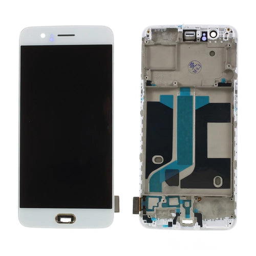 OEM LCD Screen and Digitizer Assembly + Frame Replace Part for OnePlus 5 - White - 1