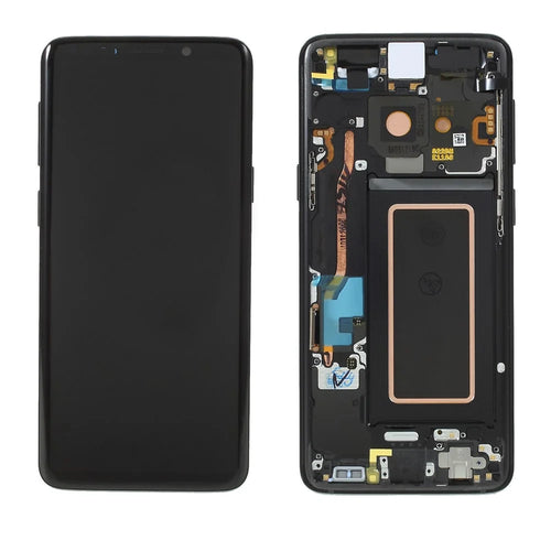 OEM LCD Screen and Digitizer Assembly + Frame Part (without Logo) for Samsung Galaxy S9 G960 - Black - 1