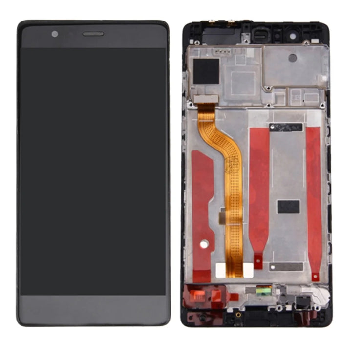 LCD Screen and Digitizer Assembly + Frame Replacement for Huawei P9 - Black - 1