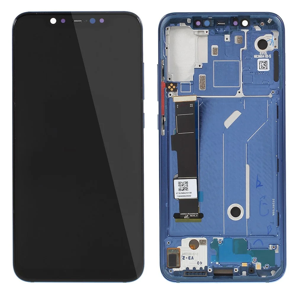 For Xiaomi Mi 8 (6.21-inch) Grade B OEM Disassembly OLED Screen and Digitizer Assembly + Frame Replace Part (without Logo) - Blue - 1