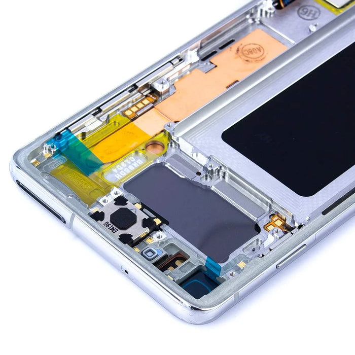 LCD Screen and Digitizer Assembly Part with Frame for Samsung Galaxy S10 G973 - White - 5