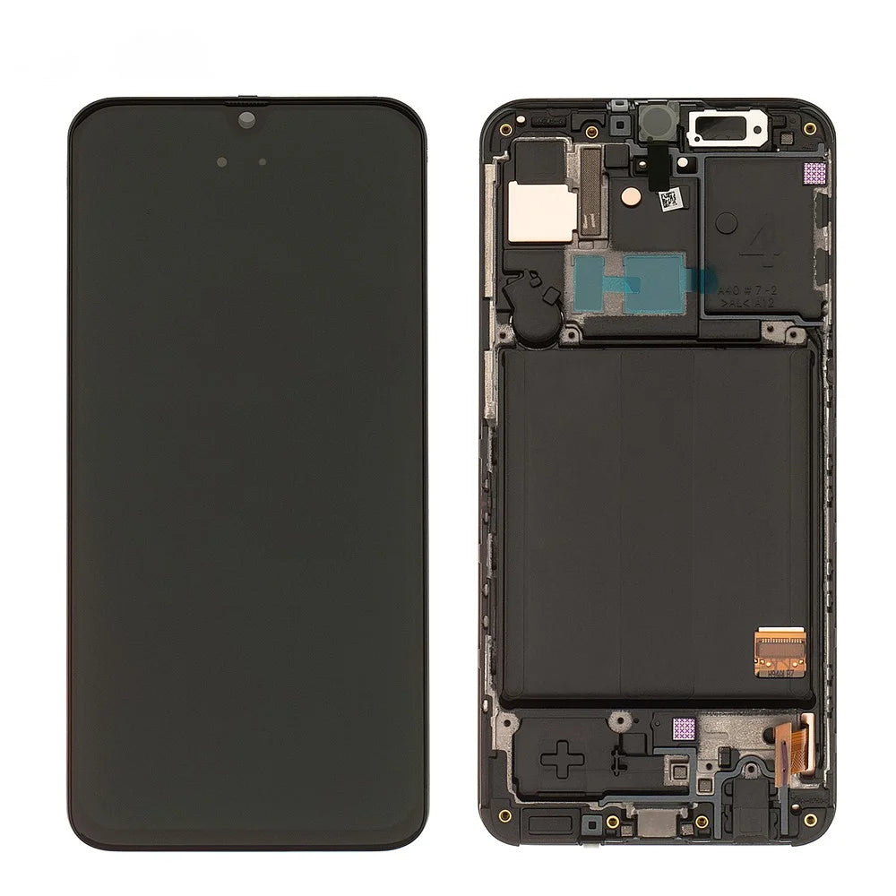 OEM LCD Screen and Digitizer Assembly + Frame Part (without Logo) for Samsung Galaxy A40 - Black - 1