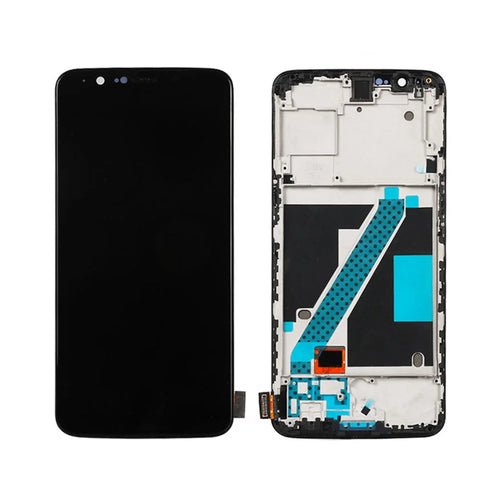 LCD Screen and Digitizer Assembly Part + Frame (Oled Version) for OnePlus 5T - Black - 1
