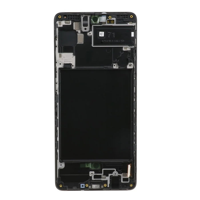 OEM LCD Screen and Digitizer Assembly + Frame (without Logo) for Samsung Galaxy A71 A715 - Black - 3