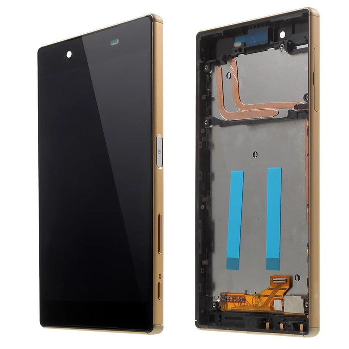 LCD Screen and Digitizer Assembly with Front Housing for Sony Xperia Z5 (OEM material assembly) - Gold Color - 1