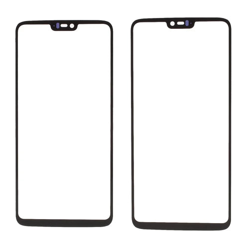 Black- Front Screen Glass Lens Cover Replacement for OnePlus 6 - 1