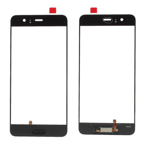 Black - For Huawei P10 Plus (without Logo) OEM Outer Front Screen Glass Lens with Fingerprint Button Flex Cable - 1