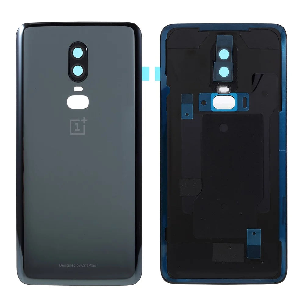 For OnePlus 6 OEM Battery Housing Cover Repair Part + Camera Lens Cover - Metal Black - 1