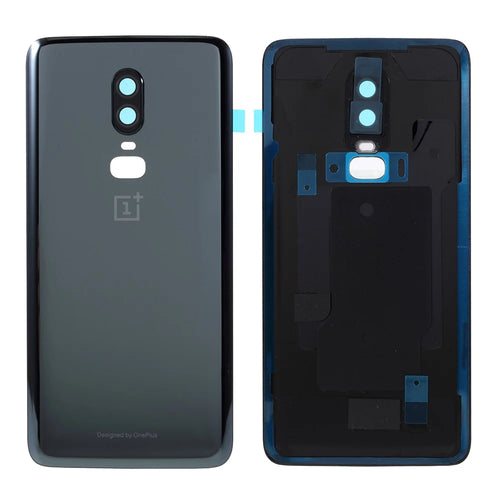 For OnePlus 6 OEM Battery Housing Cover Repair Part + Camera Lens Cover - Metal Black - 1