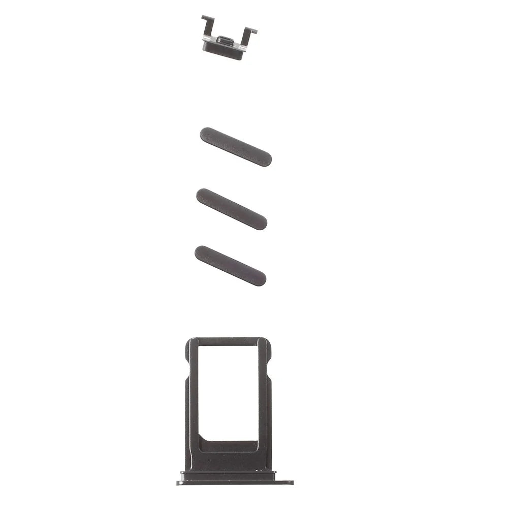 OEM for iPhone 8 4.7 Side Buttons Set (Mute / Power / Volume Buttons + Sim Card Tray) - Black - 1
