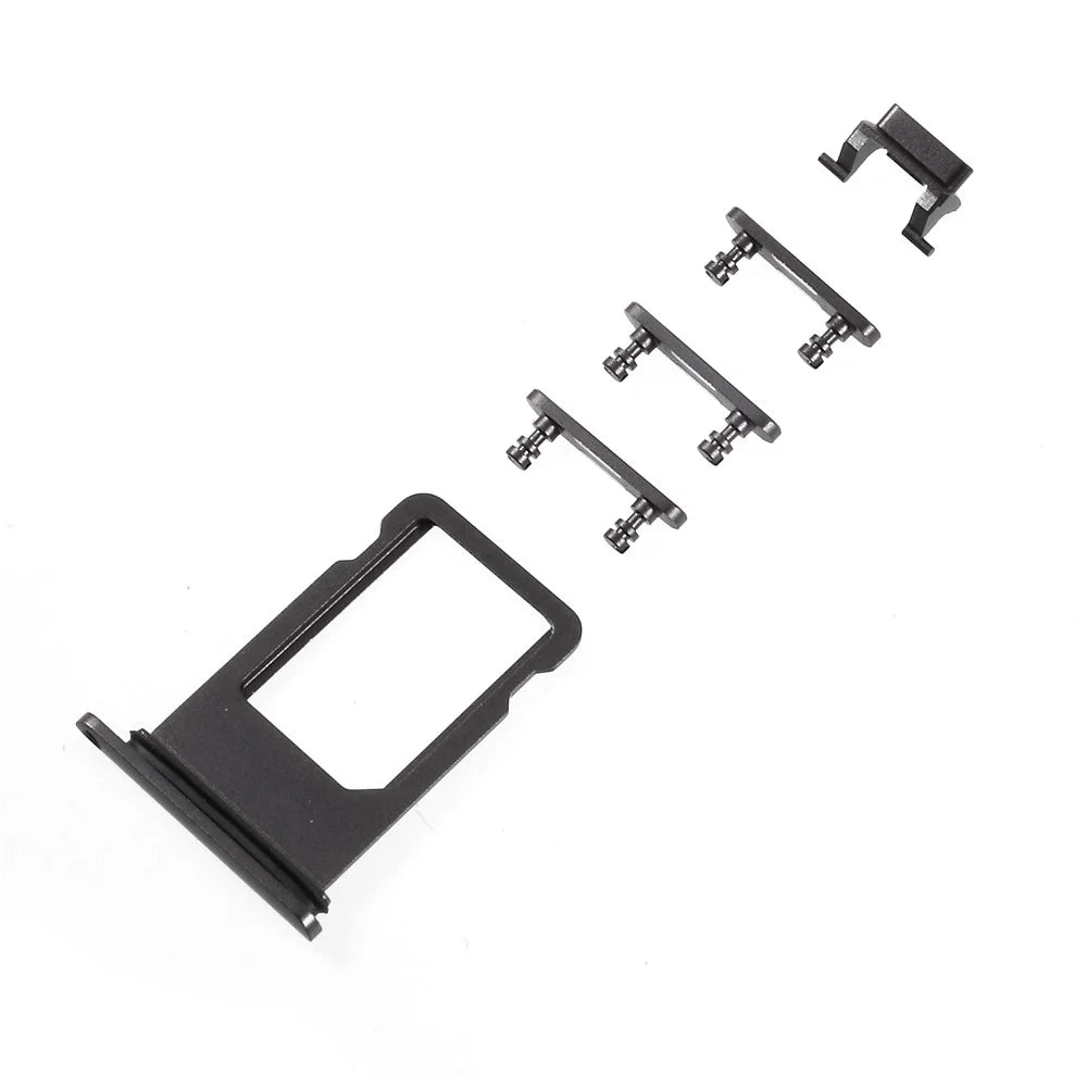 OEM for iPhone 8 Plus Side Button Set (Mute / Power / Volume Buttons + SIM Card Tray) - Black - 1