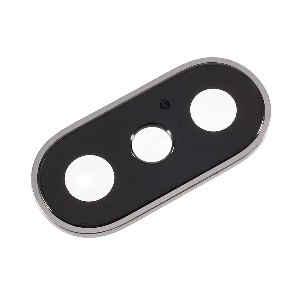 For iPhone X Back Camera Lens Ring Cover with Glass Lens - Silver - 1