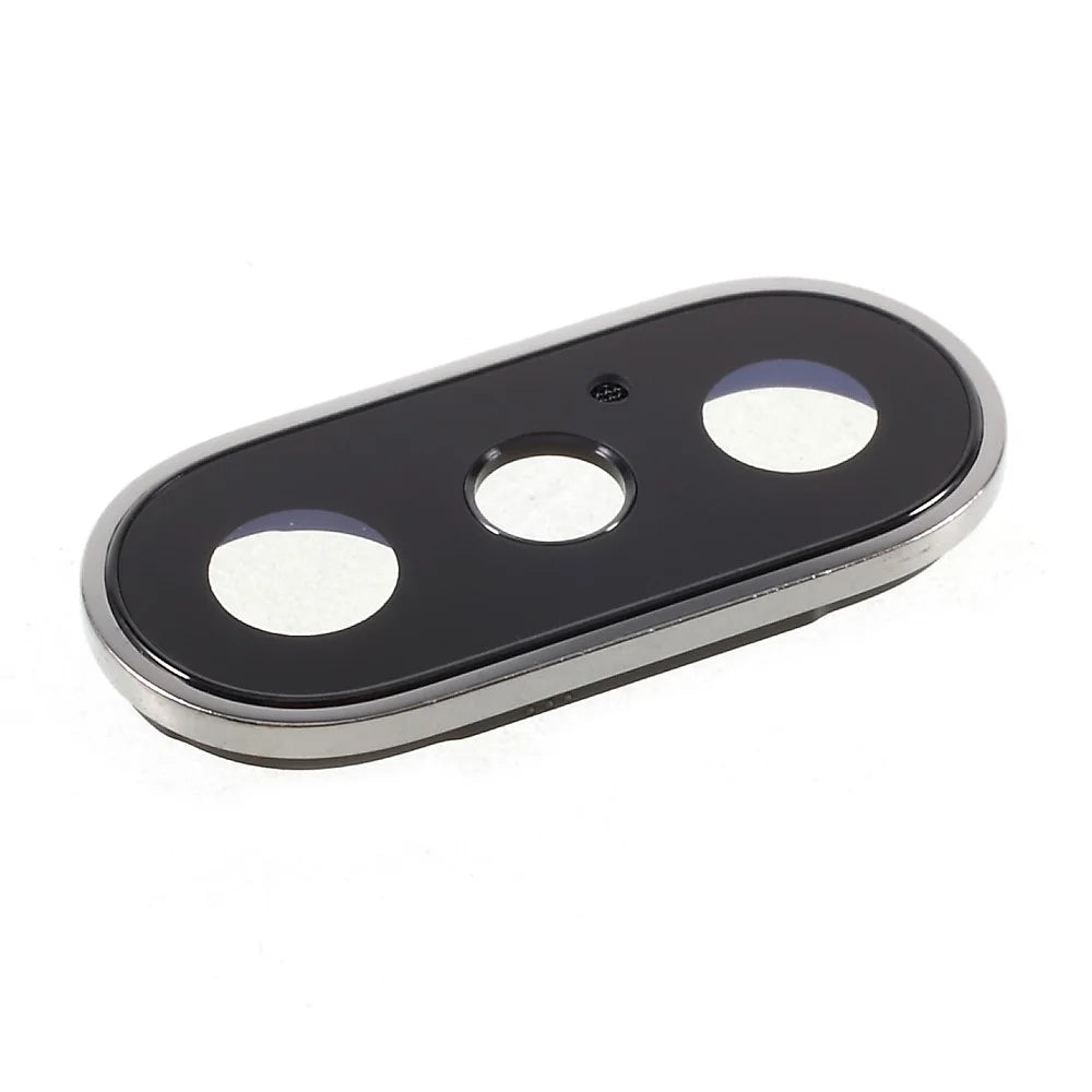 For iPhone X Back Camera Lens Ring Cover with Glass Lens - Silver - 2