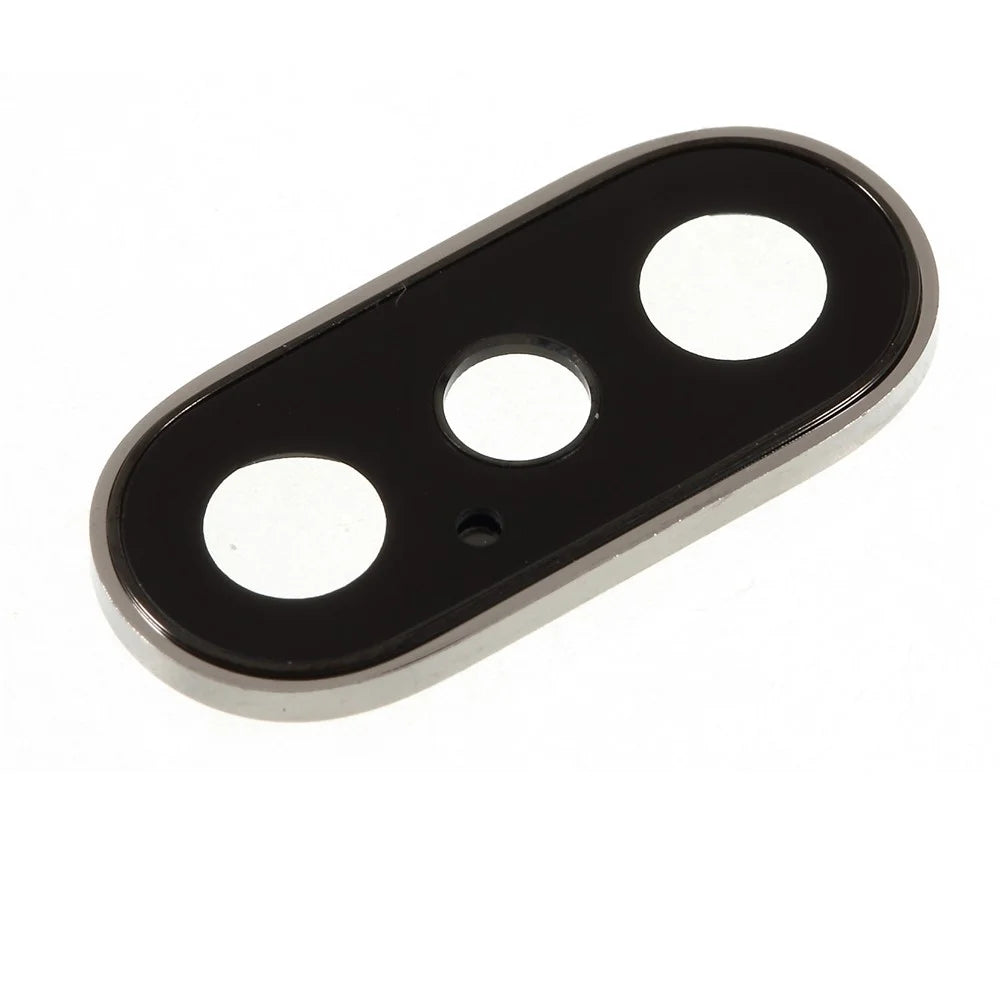 For iPhone XS / XS Max Back Camera Lens Ring Cover with Glass Lens - Silver - 1
