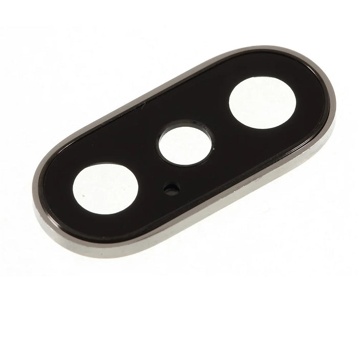 For iPhone XS / XS Max Back Camera Lens Ring Cover with Glass Lens - Silver - 1