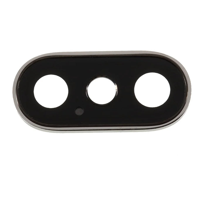 For iPhone XS / XS Max Back Camera Lens Ring Cover with Glass Lens - Silver - 2