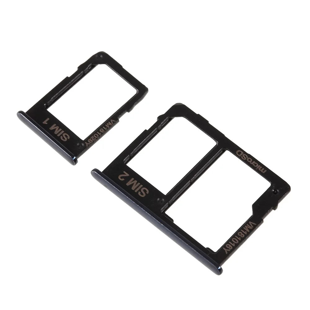 OEM SIM1 + SIM2/Micro SD Card Tray Slots Part for Samsung Galaxy J4 Plus / J6 Plus - Black - 4
