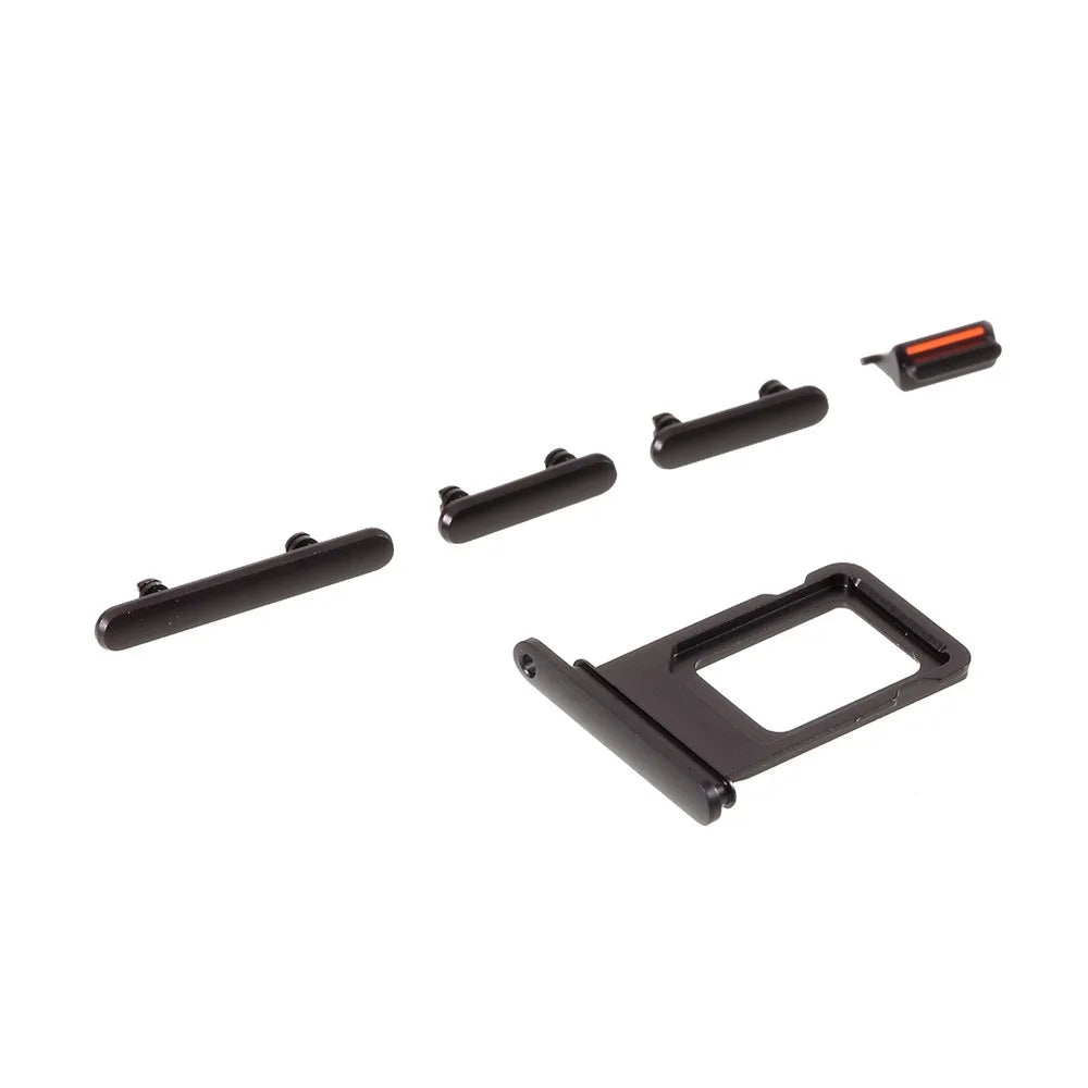 OEM 5Pcs/Set Side Button Set for Apple iPhone 11 6.1 inch (Mute / Power / Volume Buttons + SIM Card Tray) - Black - 1