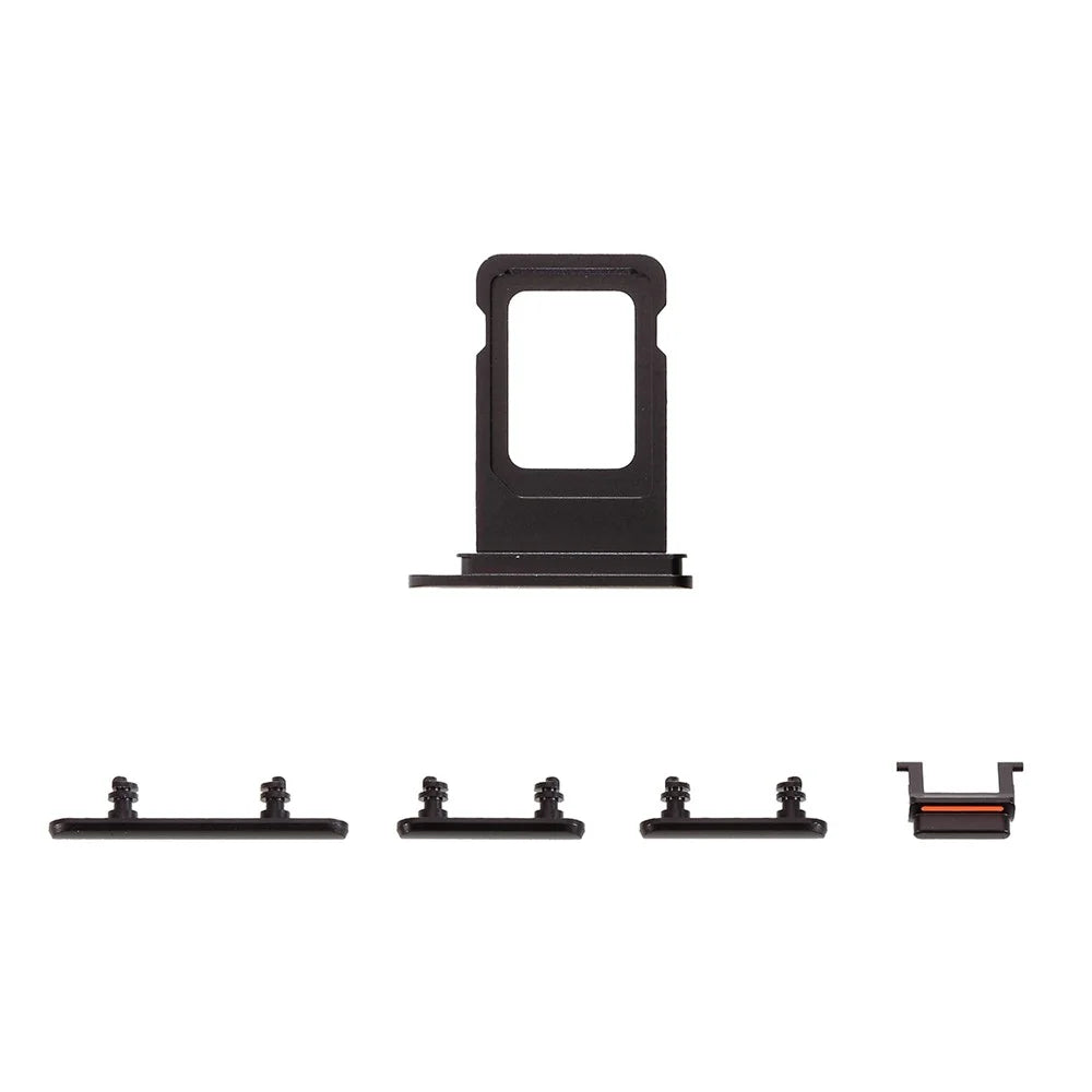 OEM 5Pcs/Set Side Button Set for Apple iPhone 11 6.1 inch (Mute / Power / Volume Buttons + SIM Card Tray) - Black - 4