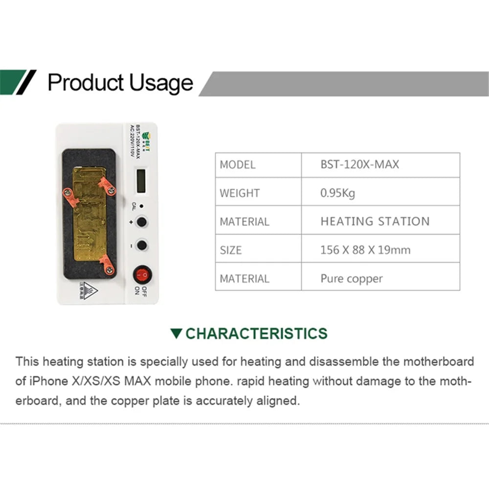 BEST BST-120X-MAX 110-220V 3-in-1 Heating Station for iPhone X/XS/XS Max Motherboard Heating Disassembling - 7