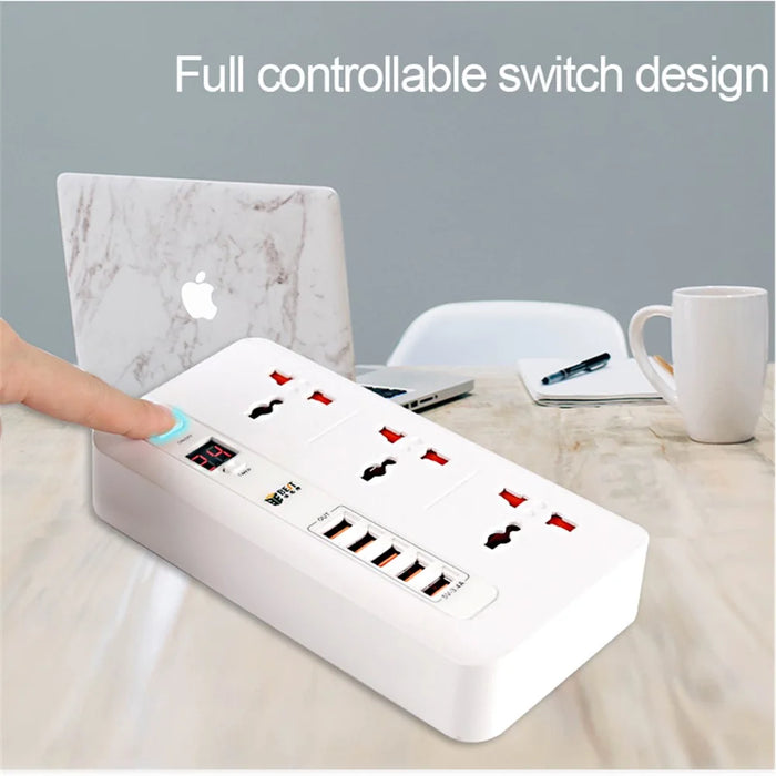 BEST BST-04 Power Strip 3 AC Outlets Time Setting with 5 USB Charging Ports Surge Protector (EU Plug) - Random Color - 3